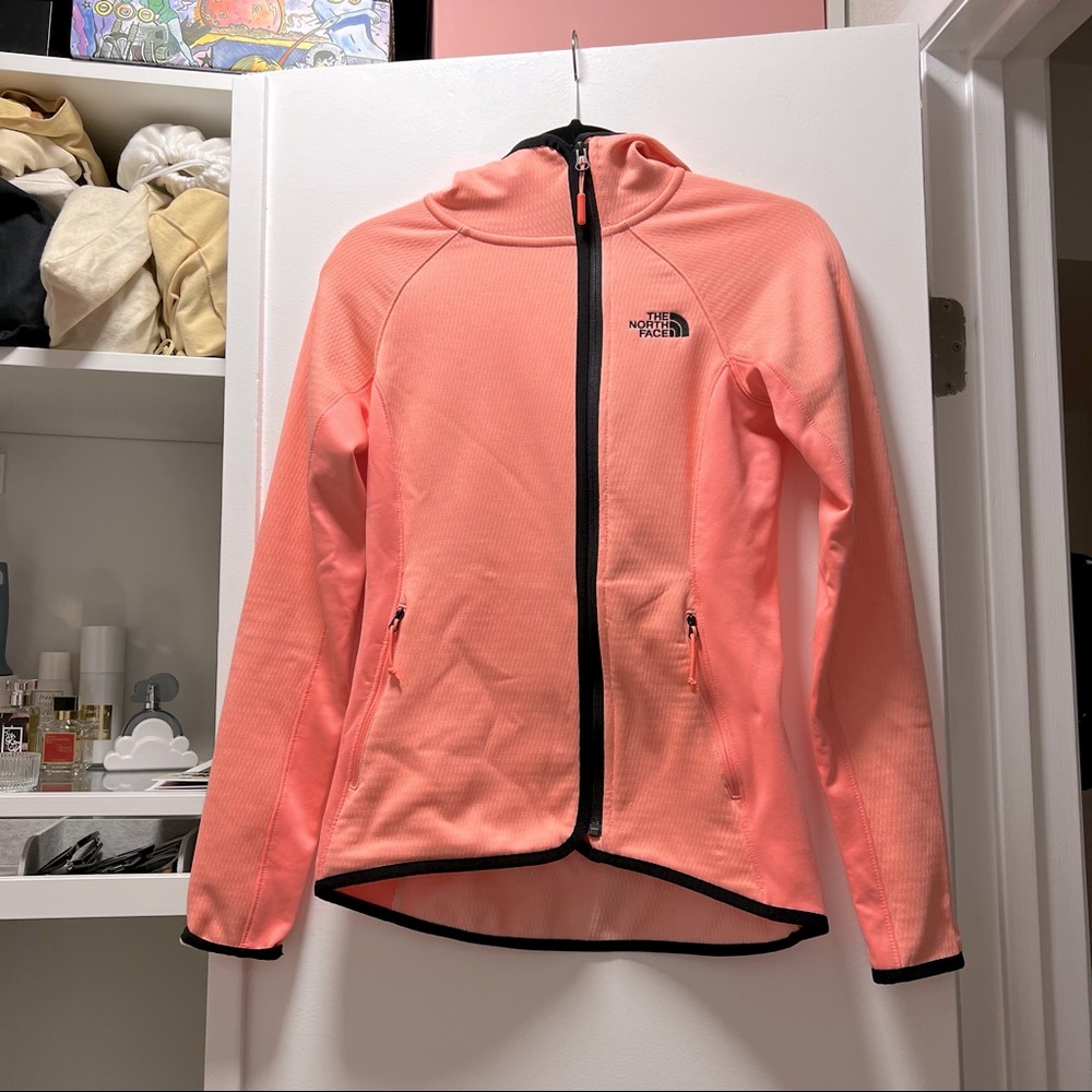 North Face Side Zip Hoodie in Neon Coral